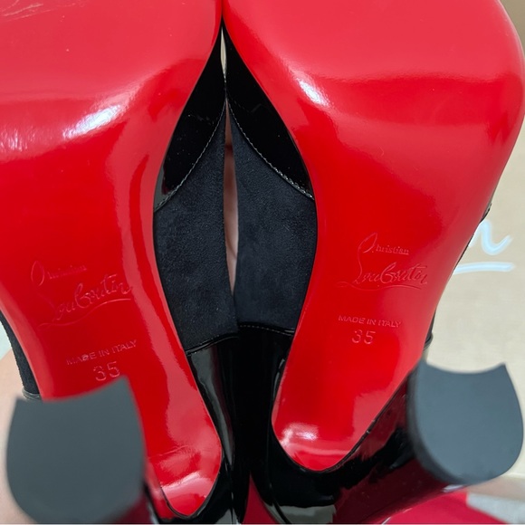 Christian Louboutin Black Maud 100 Patent & Suede Pumps Size 35 Brand New in Box - Picture 9 of 13